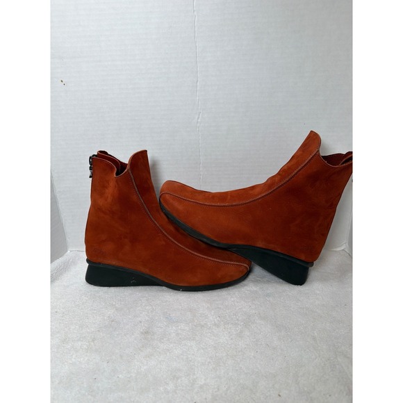 RARE Arche AREUH Nubuck Leather Ankle Boots Burnt Orange Zip Closure Size 39 - Picture 5 of 13